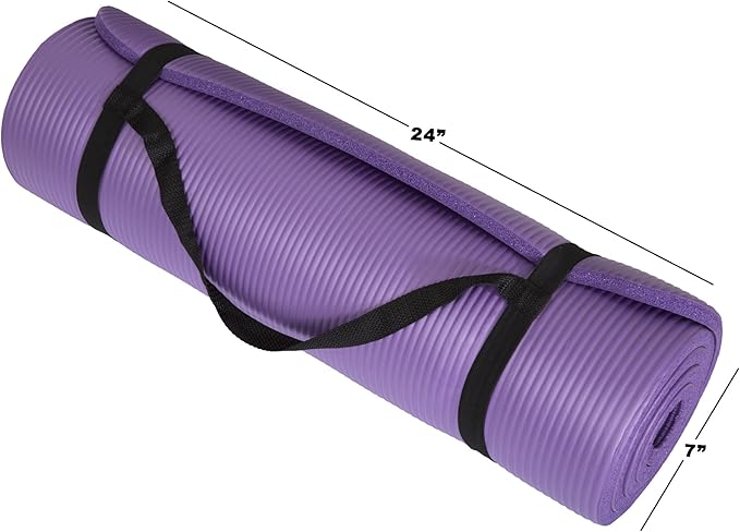 Extra-Thick Yoga Mat - Durable Comfort Non-Slip Foam Workout Mat for Fitness, Pilates, and Floor Exercises with Carrying Strap by Wakeman
