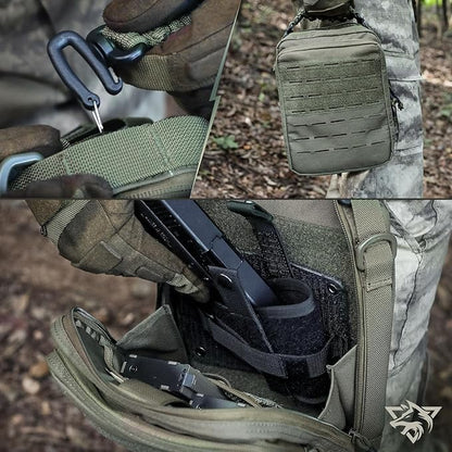 WYNEX Tactical Molle Admin Pouch, Utility EDC Pouch Organizer Modular Tool Pouch of Double Layer Design Medical EMT Attachment Bag Large Capacity with Elastic Webbing Insert Panel