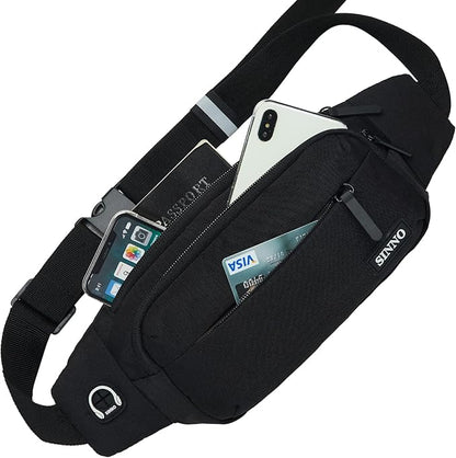 SINNO Large Crossbody Fanny Pack for Women Men Belt Bag With 4-Zipper Pockets for Travel Running Hiking Workout Dog Walking Outdoors Sport Fishing Waist Pack Bag Carrying All Phones