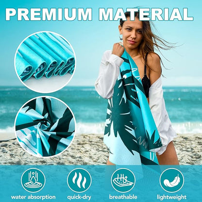 2 Pack Microfiber Beach Towel, Oversized Microfiber Pool Towel 75”x 35”, Sand-Free Beach Towel, Quick Drying Camping Towel, Super Absorbent Bath Towel Blanket, Soft Breathable and Lightweight