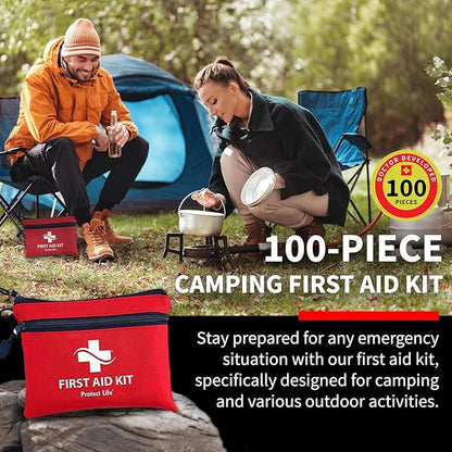 Protect Life Survival First Aid Kit for Home/Business, Camping Survival Kits | Mini Travel First Aid Kit | Camping Equipment | Small Kits for Car | Outdoor Emergency Survivals Pack