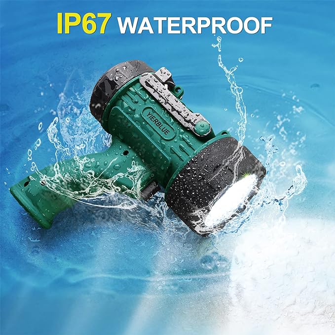 YIERBLUE Rechargeable Spotlight Flashlight, 200000 High Lumen LED Spotlight with 20Hrs Ultra-Long Running&10000mAh Power Bank,IP67Waterproof Spot Lights(Large)