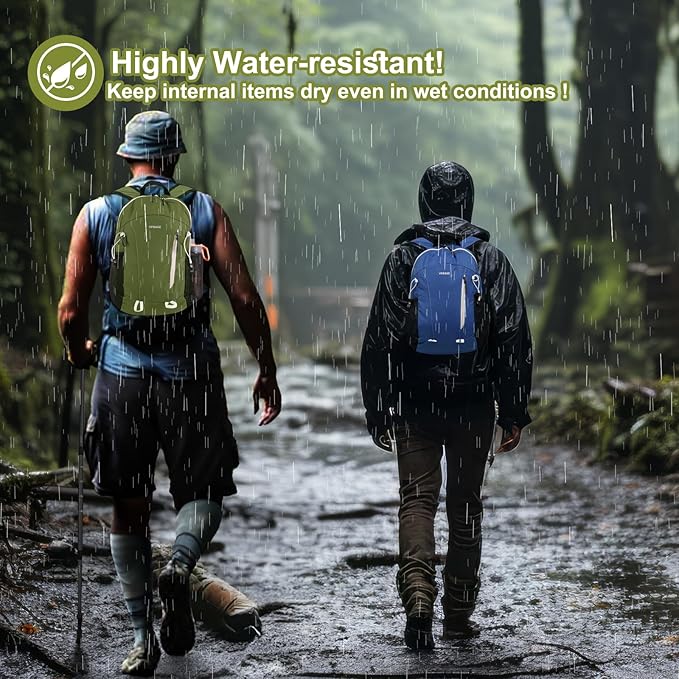 15L Highly Water-resistant Hiking Daypack, Small Backpack Travel Outdoor, Lightweight Day Pack with Tool Loops(Dark Blue)