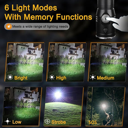 ULTRAFIRE SP67 LED Flashlight Rechargeable,2050 High Lumens Mini Flashlight with Holster,6 Modes,USB-C Waterproof Handheld Small Flash Light for Camping, Outdoor, Emergency