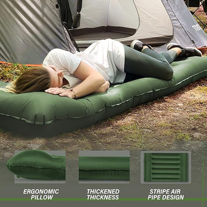 TOBTOS Self Inflating Camping Sleeping Pad with Pillow, Thick 6 Inch Ultralight Sleeping Pad with Built-in Pump, Lightweight Sleeping Mat for Camping, Backpacking, Hiking, Tent (Green)…