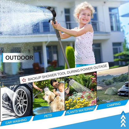 SoulBay Portable Shower with Pump for Camping Outdoor, Electric Rechargeable 5200mAh Battery Camp Shower with Adjustable Showerhead and Long Hose for Camper Sailor Traveler Shower Tent