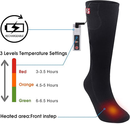 Heated Socks Rechargeable Electric Battery Heating Socks for Men Women with 3 Adjustable Heating Levels for Skiing Riding Hunting