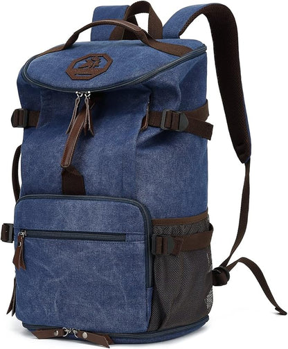 Gym Duffle Bag Backpack 4-Way Vintage canvas with Shoes Compartment for travel Sport Hiking laptop (Vintage blue) X-Large