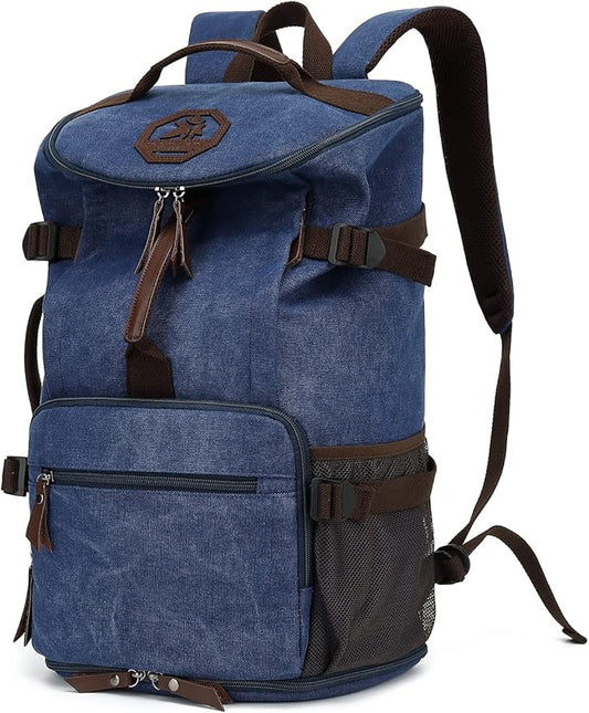 Gym Duffle Bag Backpack 4-Way Vintage canvas with Shoes Compartment for travel Sport Hiking laptop (Vintage blue) X-Large