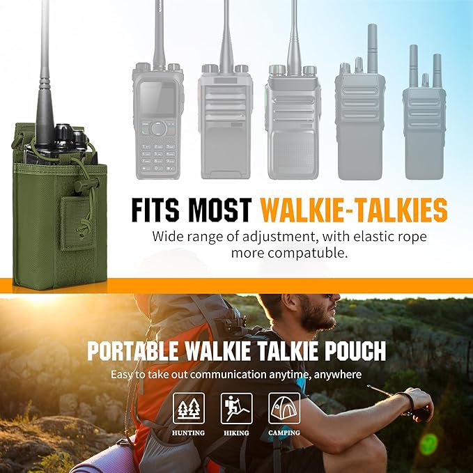 IronSeals 2 Pack Tactical Molle Adjustable Interphone Storage Bag Outdoor Sports Radio Pouch for Two Ways Walkie-talkie