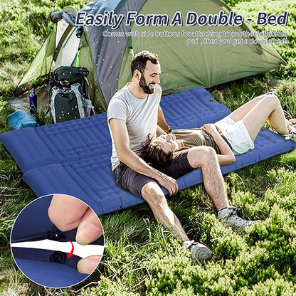 Inflating Sleeping Pad for Camping.LORPECT 4.5 in Thick Sleeping Mat .Compact Waterproof Camping Air Mattress with Pillow.Foot Pressure Inflatable Camping Pads for Backpacking & Hiking.Grey (Blue)