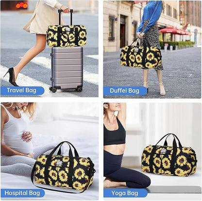 KAMO Travel Duffle Bag, Weekender Bags for Women with Shoe Compartment, Gym Bag for Women with Wet Pocket Workout Dance Tote Bag Personal Item Travel Bag with Trolley Sleeve