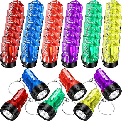 Kenning 48 Pcs Mini Flashlight Keychains Small LED Key Chains Portable Handheld Flashlight Keychains for Camping Party Favors(Fresh Color)