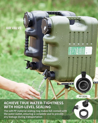 5 Gallon Water Jug(16x13.2x7in)and 2.6Gal Collapsible Water Bag Set of 2,BPA Free Water Tank Overlanding Gear Containers, Camping Essential Leak-Proof Black Portable Water Storage, Outdoors Hiking RV