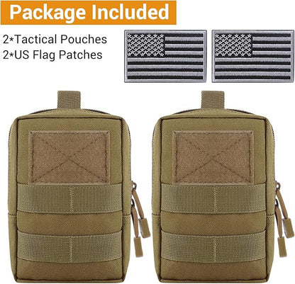 FUNANASUN 2 Pack Molle Pouches Tactical Pouch Small Molle Pouch Compact Water-Resistant EDC Pouch Molle Bag