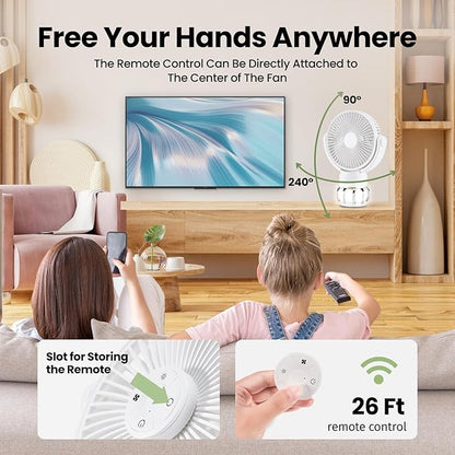 3-in-1 Portable Camping Battery Powered Fan with LED Lantern, Fan 8H Timer 270°Rotation Battery Operated Fan, 10400mAh Rechargeable USB Desk Beach Fan with Hook&Tripod, Super Quiet