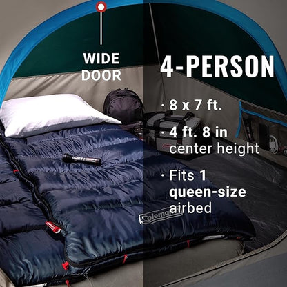 Coleman Skydome Tent with 5 Minute Setup,Weatherproof Tent with Rainfly & Carry Bag, 20% More Headroom Than Traditional Canopies