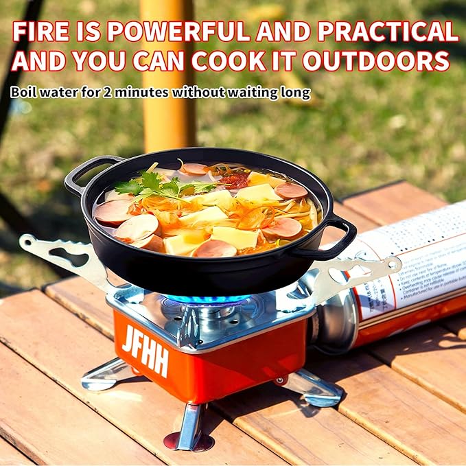 Camping Stove Portable Camping Stove, Upgraded Portable & Foldable High-Efficiency Gas Stove, Ultra-Mini Design for Versatile Outdoor Scenarios Including Hiking, Camping, and Road Trips