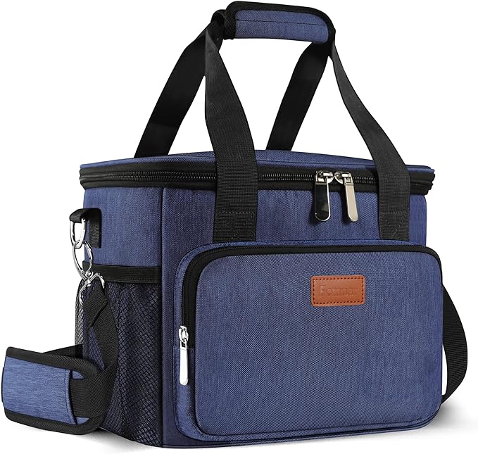 Femuar Lunch Bags for Women/Men, Insulated Lunch Bag for Work Office Picnic - Large Lunch Cooler Bag Leakproof Lunch Box with Adjustable Shoulder Strap for Adults - Blue(15L)