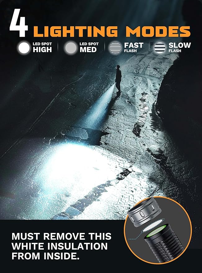 Rechargeable Flashlight - 1500 High Lumens, Powerful LED Flashlight with 4 Lighting Modes, Strobe, Handheld Tactical Flashlight with Clip for Emergencies, Camping, Hiking