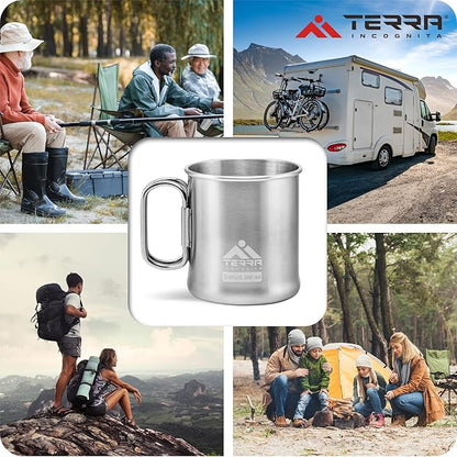 Stainless Steel Camping Mug - Lightweight & Durable Backpacking Cup - BPA-Free Camping Cups Metal for Outdoor Adventures (17 oz)