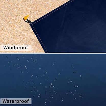 Extra Large Beach Blanket Waterproof Sandproof, Blue-White Gradient Beach Mat Oversized for 1-8 Person, Sand Free Quick Dry Polyester Outdoor Picnic Blanket for Travel, Camping, Hiking