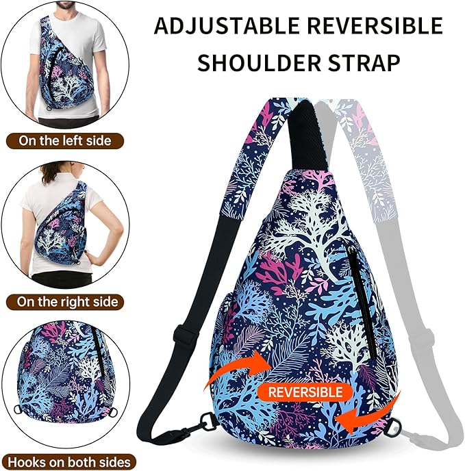 HUA ANGEL Crossbody Sling Bag for Men & Women Lightweight Waterproof Chest Shoulder Bag for Travel Hiking & Everyday Use