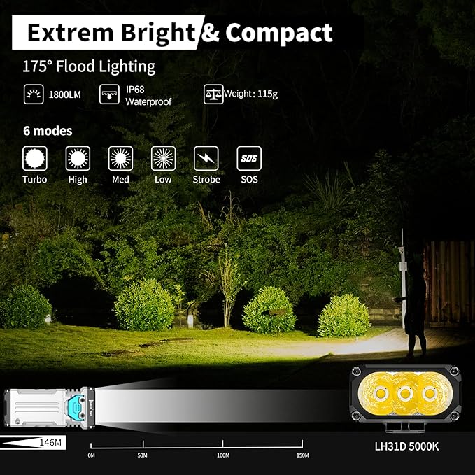WUBEN X2 1,800 High Lumens Outdoor Pocket Flashlight 90+ High CRI, 175° Floodlighting Mini Rechargeable Flashlight for EDC, Camping, Night Walk, Emergency with 6 Light Modes, Type-C Charging Lanyard