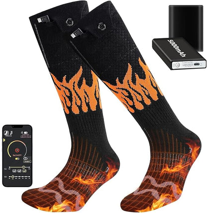 Heated Socks for Men Women - 2022 Upgraded Rechargeable Electric Heated Socks-Unisex Powered Cold Weather Heat Socks for Outdoor Riding Camping Hiking Motorcycle Skiing Warm Winter Socks