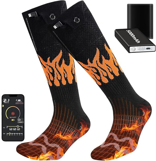 Heated Socks for Men Women - 2022 Upgraded Rechargeable Electric Heated Socks-Unisex Powered Cold Weather Heat Socks for Outdoor Riding Camping Hiking Motorcycle Skiing Warm Winter Socks