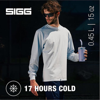 SIGG - Insulated Mug - Travel Mug Helia - With Durable Glass Straw & Cleaning Brush - Leakproof - BPA Free - 18/8 Stainless Steel - 15oz/20oz