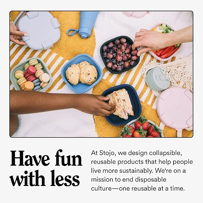 STOJO Collapsible Bowl - Eucalyptus, 36oz - Reusable Silicone Bowl for Hot and Cold Food - Perfect for Travel, Meal Prep, To-Go Lunch, Camping & Hiking - Microwave & Dishwasher Safe