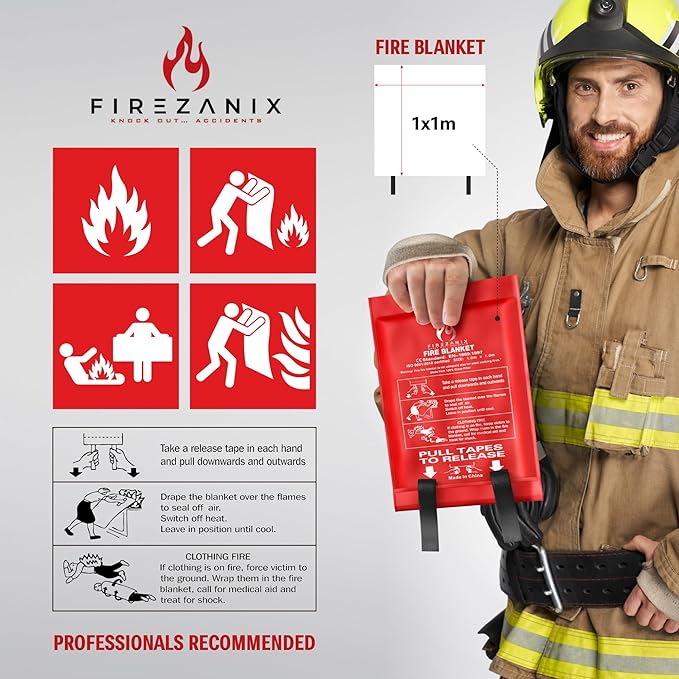 Fire Blankets Emergency for Home, Kitchen, Camping, Office and Vehicle (2 Pack) | Flame Retardant Fire Extinguishing Blanket | Fire Extinguisher Safety Suppression Blanket - Made from Fiberglass