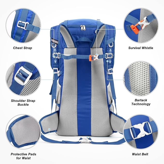 HOMIEE 50L Hiking Backpack Travel Bag Waterproof Camping Backpack with Rain Cover Lightweight Backpacking Backpack Rucksack