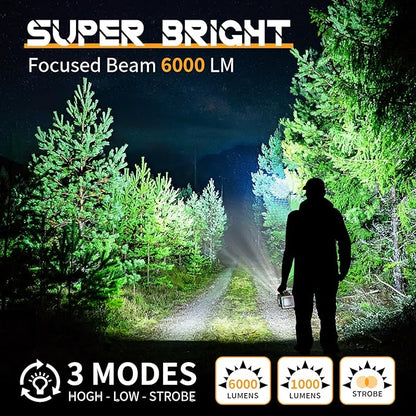 Homly Rechargeable Spotlight, 10000mAh Handheld Flashlight with Ultra-Long Standb USB Output as a Power Bank, with 9 Lighting Modes Such as flahlight and Warning Light for Hunting Boating Camping