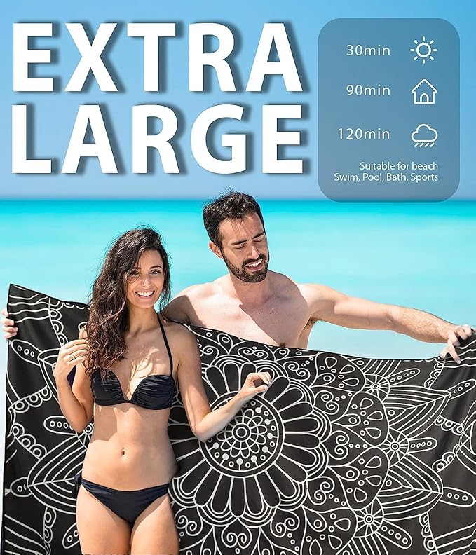 Microfiber Beach Towel–Quick Dry Lightweight Sand Free Oversized Large Towel Accessories Travel Must Swim Pool Yoga Camping Summer Cruise Ship Compact Sandproof Gift Mandala Milky Way(71" 32")