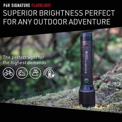 Ledlenser, P6R Signature Rechargeable Flashlight, High Power Premium LED, 1400 Lumens, Waterproof Light for Outdoor Use, Home, Camping, Black