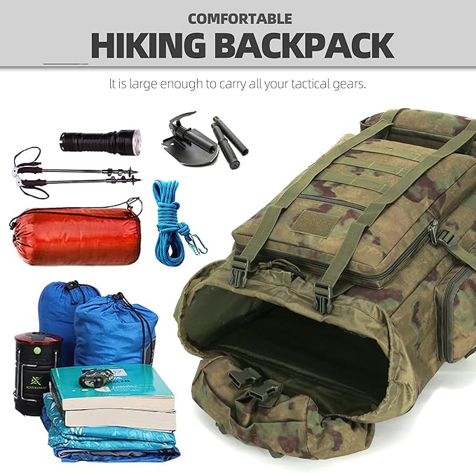 100L Hiking Camping Backpack Tactical Backpack for Men Large Survival Hunting Waterproof Backpack Molle Rucksack Military Camping Backpacking Daypack
