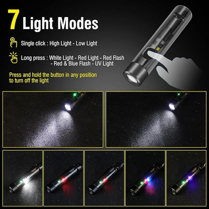 BORUIT S1 Pen Light USB C Rechargeable Keychain EDC Flashlight 80 Lumens Super Bright Pocket Mini Flashlight with 5 Light Modes for Camping Work and Emergencies (Grey)