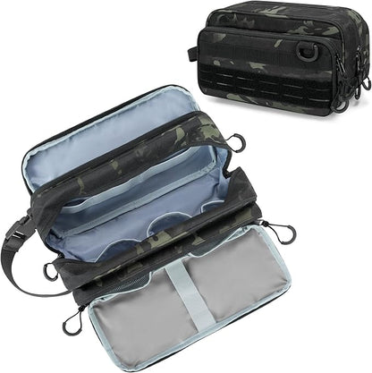 Tactical Toiletry Travel Bag for Men, Dopp Kit Shaving Organizer Case for Toiletries, Shower and Grooming Care Accessories, Camo(Empty Bag Only, Patent Design)