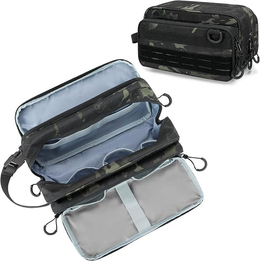 Tactical Toiletry Travel Bag for Men, Dopp Kit Shaving Organizer Case for Toiletries, Shower and Grooming Care Accessories, Camo(Empty Bag Only, Patent Design)