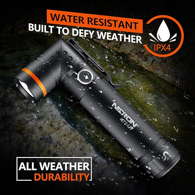 NICRON UV Flashlight, N72-UV 800LM White Light, Freely Switch Between White Light and UV Light Detector for Dog Urine, Wet Stains Bed Bugs,Camping, Outdoor,Maintain (18650/AAA Not Included)