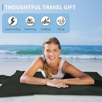 Tirrinia Hooded Surf Poncho Changing Towel Summer Swim Robe with Pocket, Quick Dry Towel Hoodie for Surfing Swimming Diving Men Women