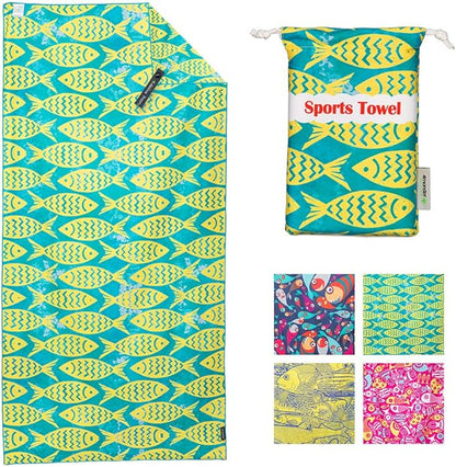 4Monster Microfiber Beach Towel Quick Dry,Super Absorbent Lightweight Travel Towel for Swimmers, Sand Free Camping Towel, Beach Towels for Pool, Swim, Water Sports,Yoga,Gym,Backpacking
