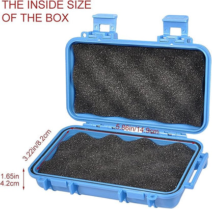 Dry Storage Box, Shockproof Waterproof Box with 2 U‑Shape Buckle, Plastic Storage Container for Cameras, Phones, Camping, Fishing, Hiking(small-Blue)