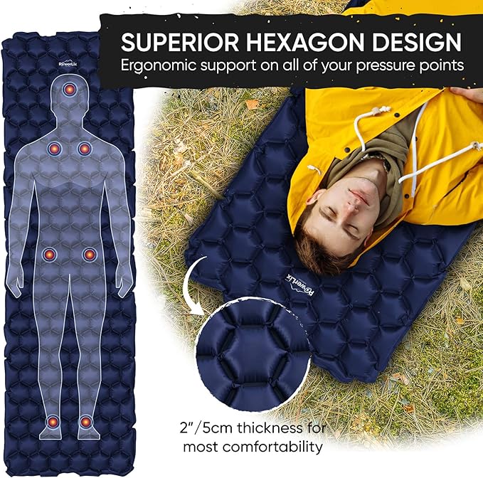 POWERLIX Ultralight Sleeping Pad for Camping with Inflating Bag, Carry Bag, Repair Kit – Compact Lightweight Camping Mat, Outdoor Backpacking Hiking Traveling Airpad Camping Air Mattress