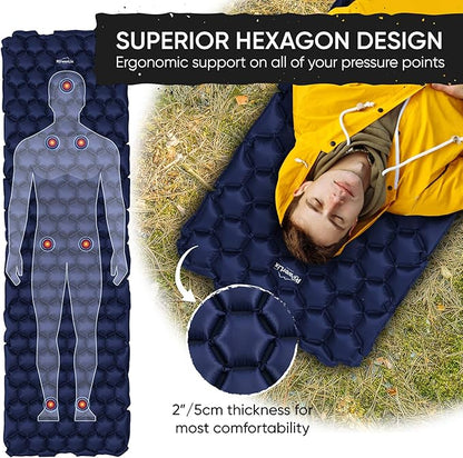 POWERLIX Ultralight Sleeping Pad for Camping with Inflating Bag, Carry Bag, Repair Kit – Compact Lightweight Camping Mat, Outdoor Backpacking Hiking Traveling Airpad Camping Air Mattress