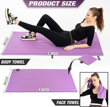 Microfiber Gym & Travel Towel Set of 2 Size in 1 Pack (XL + S) - Camping Towel - Sports & Beach & Yoga Towel- Quick Dry Towel - Super Absorbent