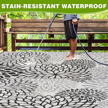 Outdoor Rug 6x9 ft Waterproof, Reversible Outdoor Plastic Straw Rug for Patios Clearance, Outdoor Area Rug Carpet RV Mat for Camping Backyard Deck Porch