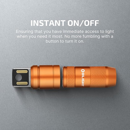 OLIGHT IMINI 2 EDC Rechargeable Keychain Flashlight, 50 Lumens Compact and Portable Mini Light, Tiny LED Keyring Lights with Built-in Battery Ideal for Everyday Carry and Emergencies (Orange)